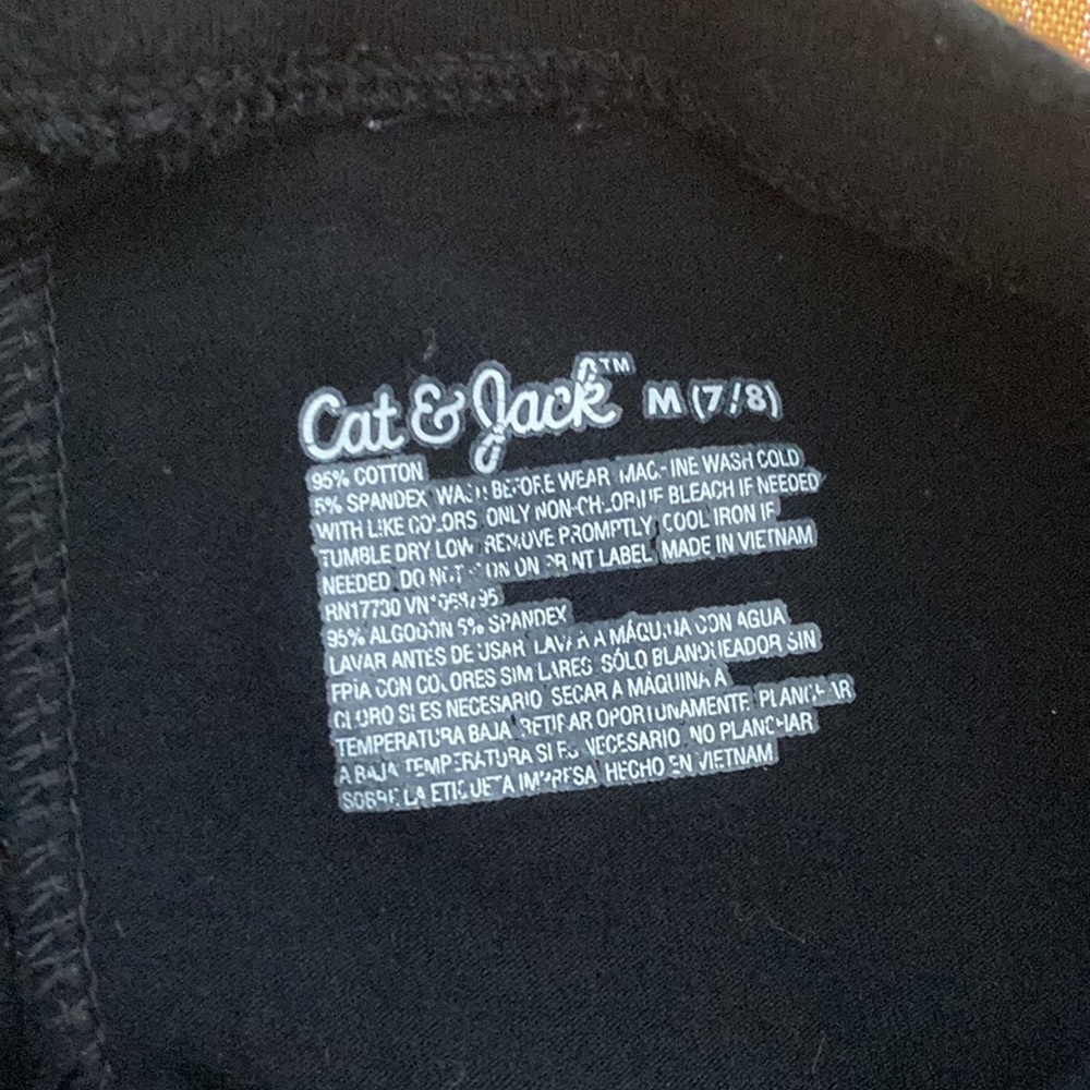Cat & Jack medium size 7/8 solid black leggings - Picture 2 of 3